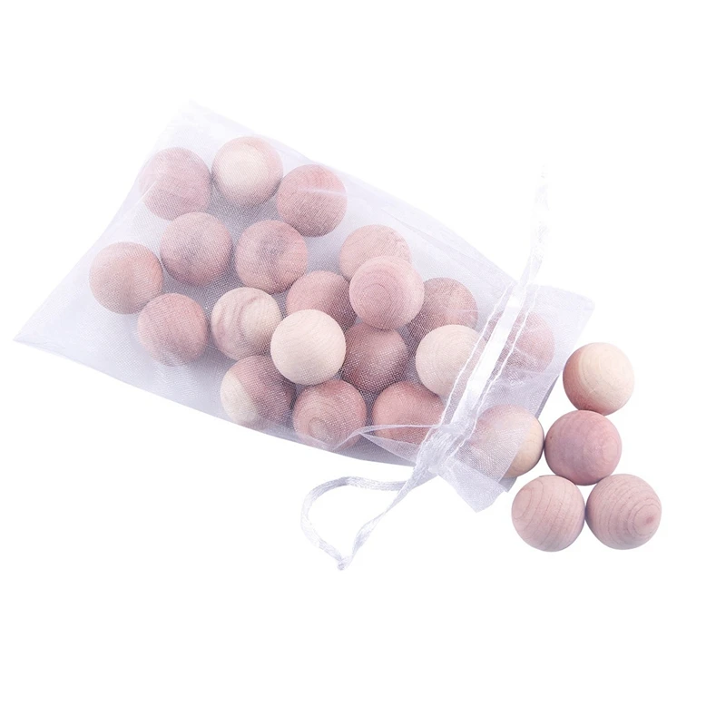 AT14 48Pcs Natural Cedar Balls Aromatic Red Cedar Wooden Moth Balls For Clothes Storage Drawer Wardrobe Freshener Accessories