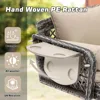 3 Person Porch Swing Patio Wicker Hanging Porch Swing Chair Outdoor Rattan Swing Bench with Cushion and Pillow for Garden, Yard 4