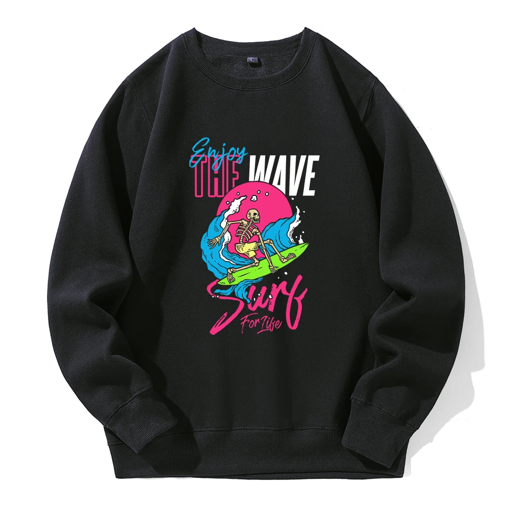 

Skeleton Enjoy The Wave Surf For Life Hooded Men Street Fashion Hoody Casual Daily Tracksuit Fleece Comfortable Warm New Hoodie