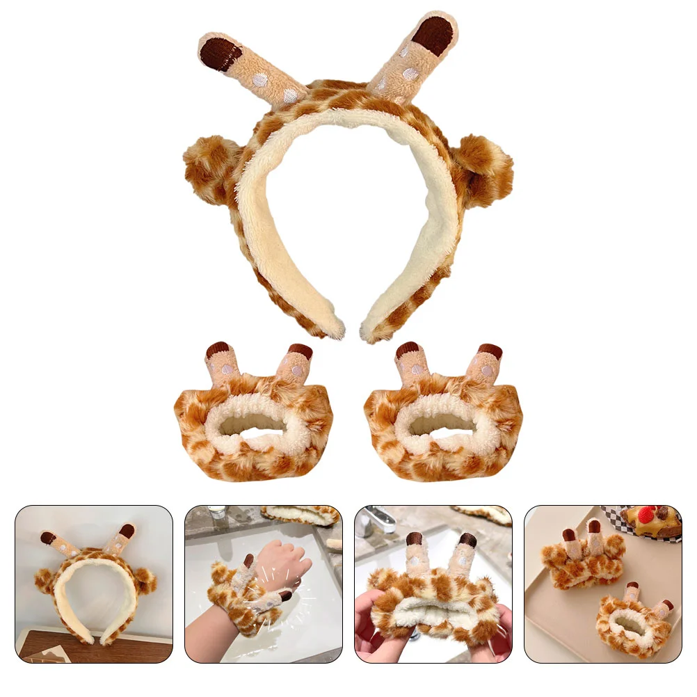 

1 Set of Water Absorbing Wristband Facial Cleaning Headband Women Makeup Headband for Bathroom