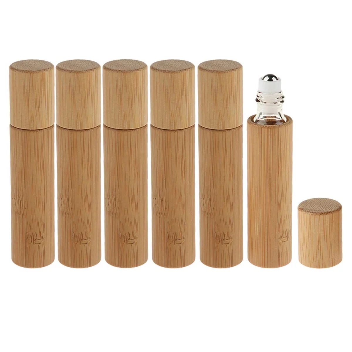 

10/30/50Pcs 10ml Bamboo Essential Oil Bottle with Glass Inner and Stainless Steel Roller Ball Travel Perfumes Bottles Container