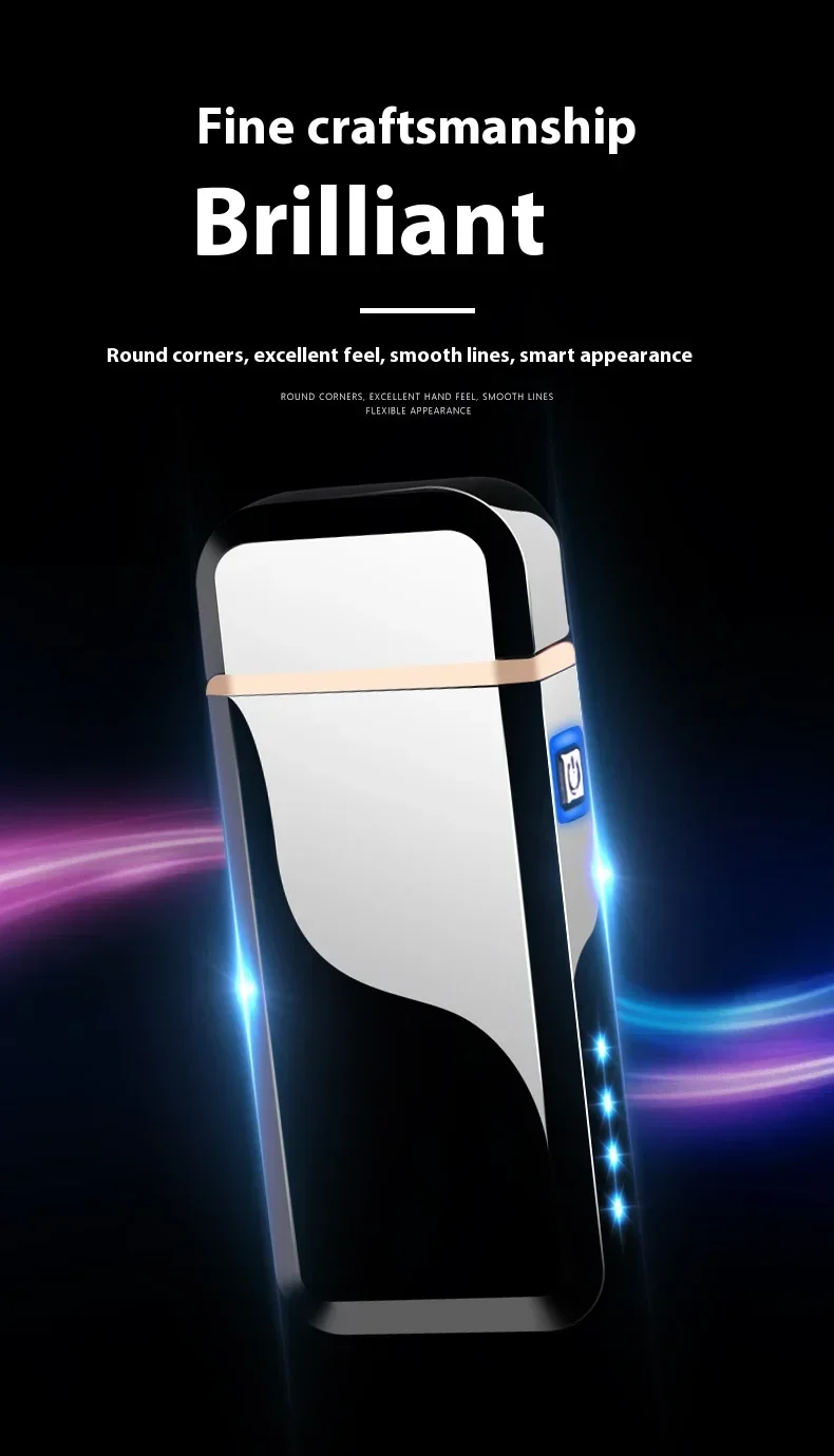 Description Picture 5 of itemNew Laser Induction Electric Double Arc USB Lighter Outdoor Windproof Metal Pulse Plasma Lighter LED Power Display Men's Gift