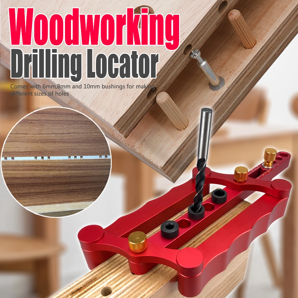 6/8/10mm Self-centering Woodworking Doweling Jig Drill Guide Wood Dowel Puncher Locator Tools Kit for Carpentry