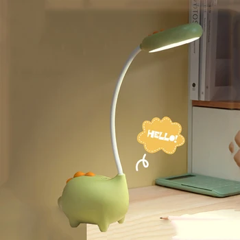 만화 작은 공룡 학습 전용 눈 보호 램프, LED 충전식 책상 램프, 침실 기숙사 침대 옆 테이블 램프