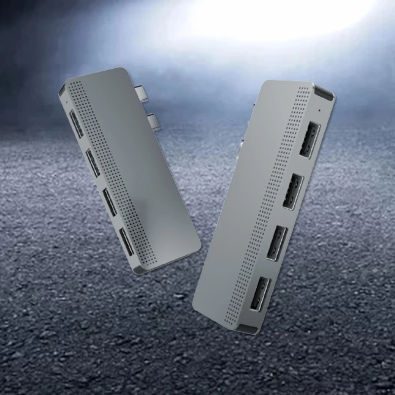 Rocketek MH482 Dual Type-C Hub forMacBooks Air /MacBooks Pro13'' Docking Station USB 2.0 Splitter Adapter 5Gbps