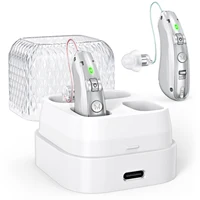 Rechargeable behind-the-ear hearing aid for the elderly, noise-cancelling amplified hearing aid with charging case 1