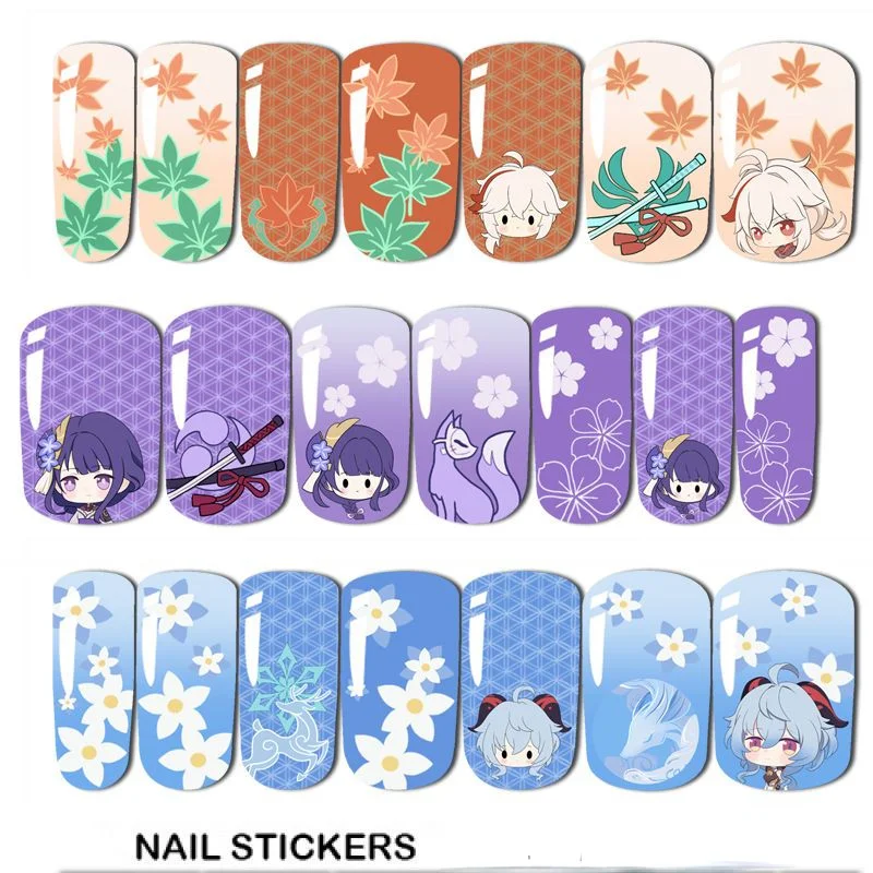 

Genshin Impact Toy Sticker Anime Role Yae Miko Hu Tao nail Stickers Cartoon Cosplay Toys Hobbies Collect Gift Trendy Decoration