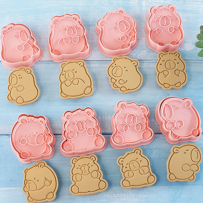 8pcs Cartoon Capybara Shaped Cookie Cutter Animal Fondant Biscuit Mold Cake Decoration Tools Baking Accessories Kitchen Gadget