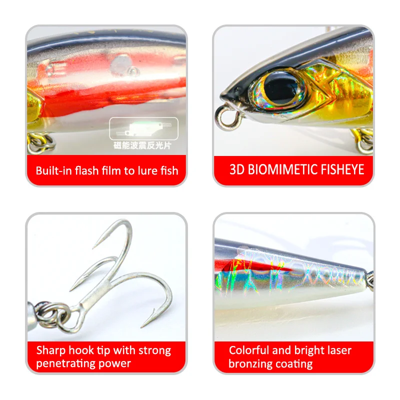 Slow Sinking Pencil Bait 12g 16g Jerkbait Wobbler Artificial Hard Bait Flash Boot Crankbait Fishing Tackle Sea Bass Pike