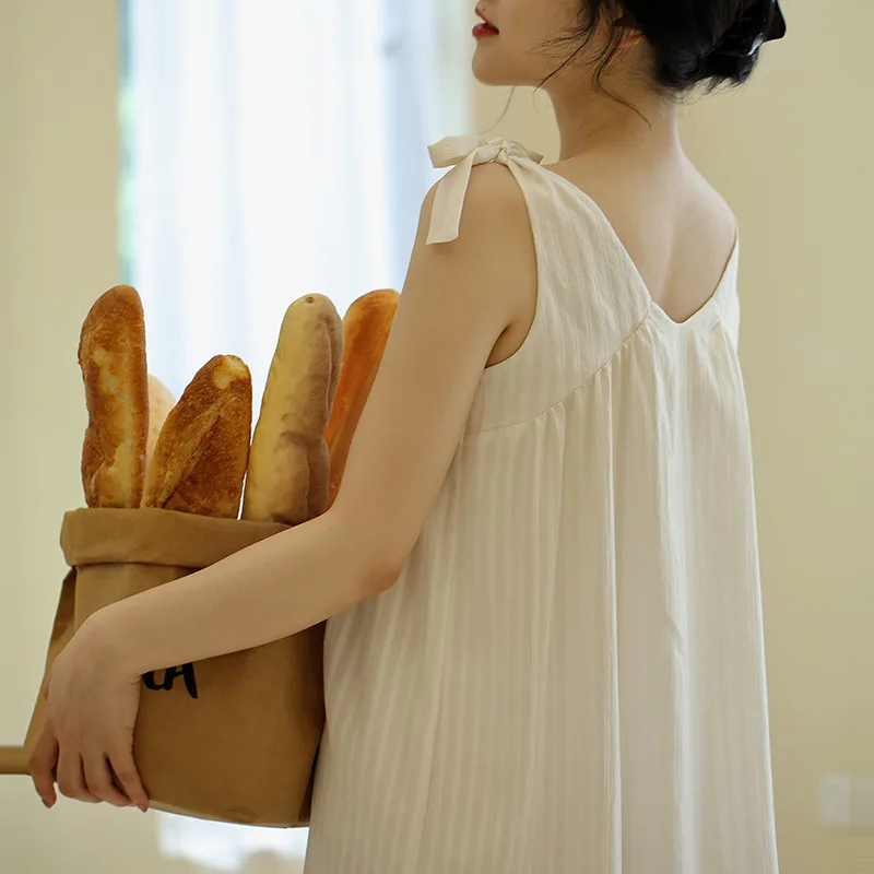 Ygolonger Cotton Sleeping Skirt One Piece Sleeveless Homewear Cloths Summer Romantic Sexy Pajamas for 2023 Women Novelty