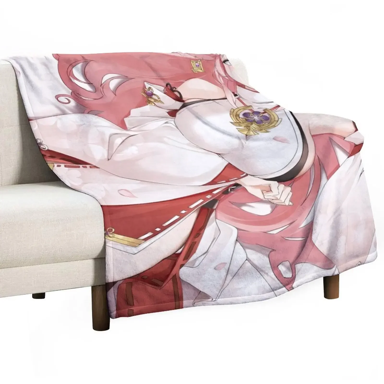 

Yae Miko Guuji Yae Cute Genshin Impact Throw Blanket Weighted warm for winter Decoratives Blankets