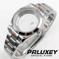 Waterproof Sapphire Crystal Stainless Steel Watch Case with Screw Crown and Bracelet - 40mm Case VH31 VH61 (Glass Case Back B1)