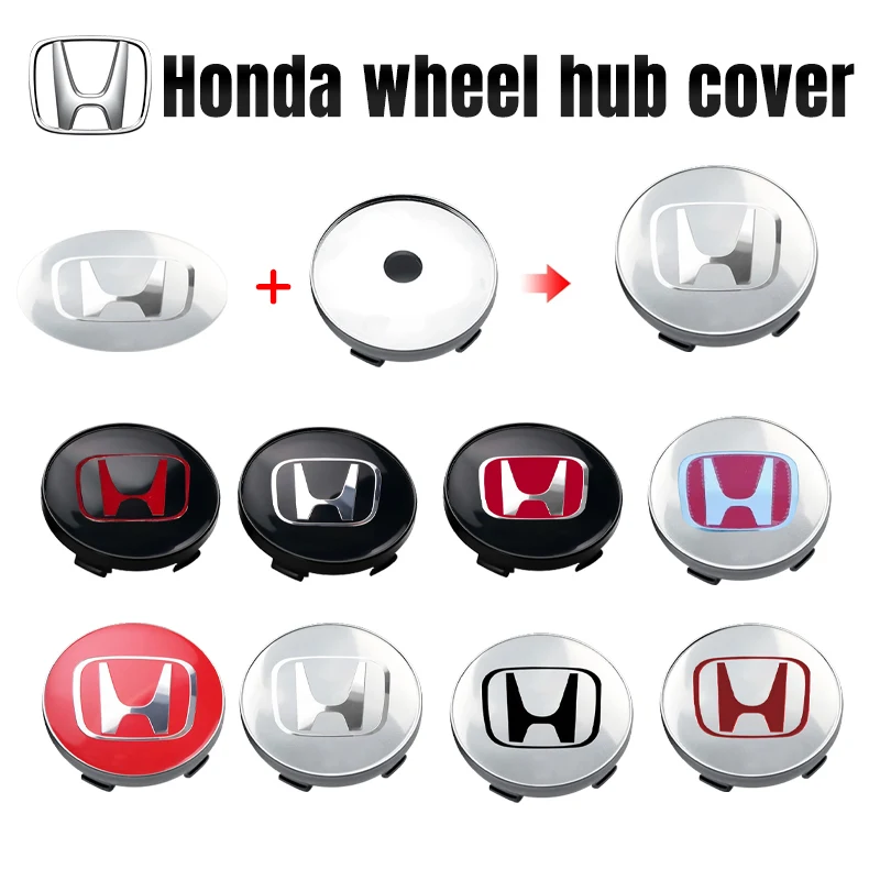 Wheel Hub Covers Wheel Hub Caps 4pcs 56/60mm Car Wheel Center Hub Center Cap Rim Hub Dustproof Cover Emblemem For Honda Civic Fit Jazz Accord Pilot CRV City CRX