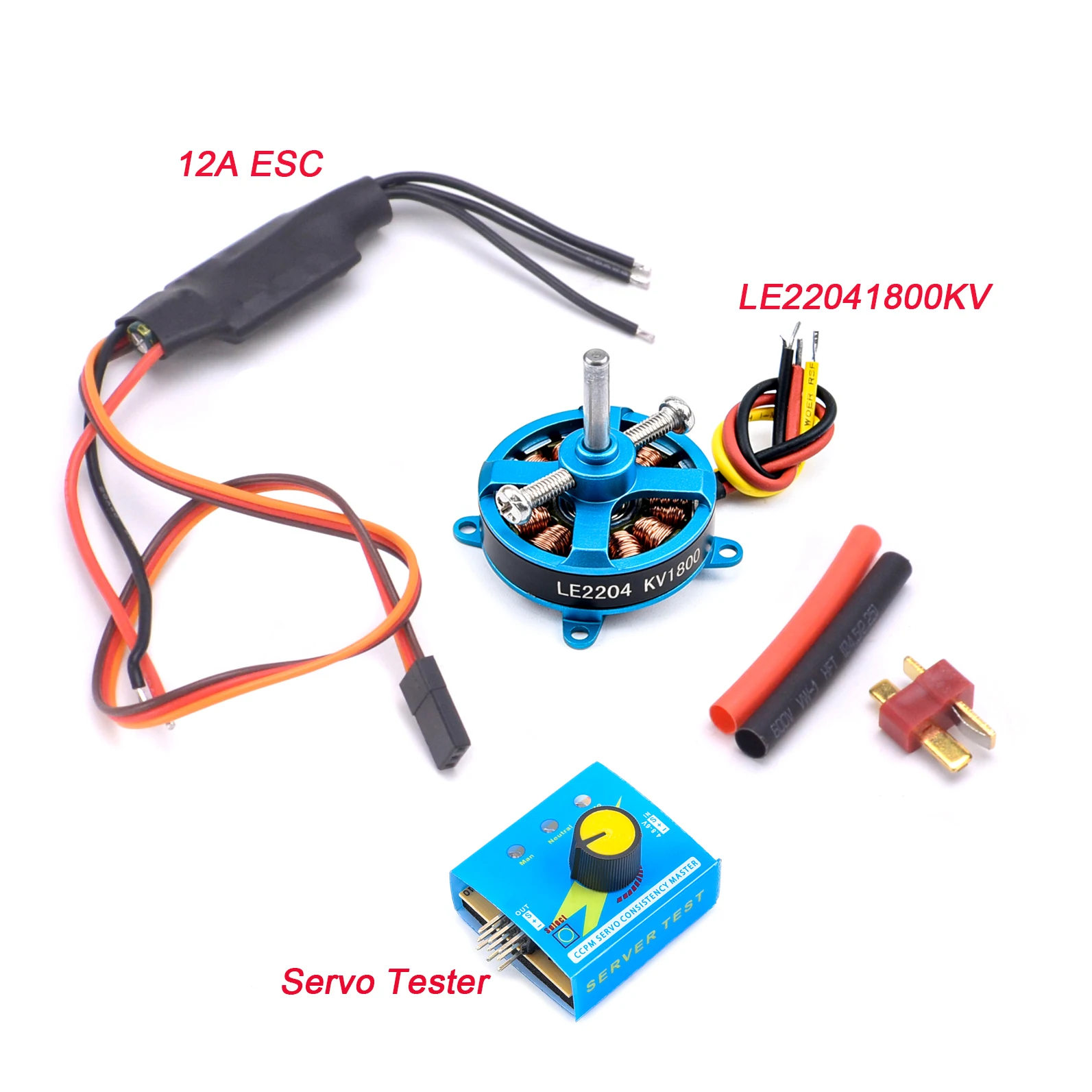 Motor de Alta Potencia para Avión LE2204 1800KV, ESC de 12A/20A, Probador de Servo para Avión RC de Ala Fija, Piezas de RC KT F3P