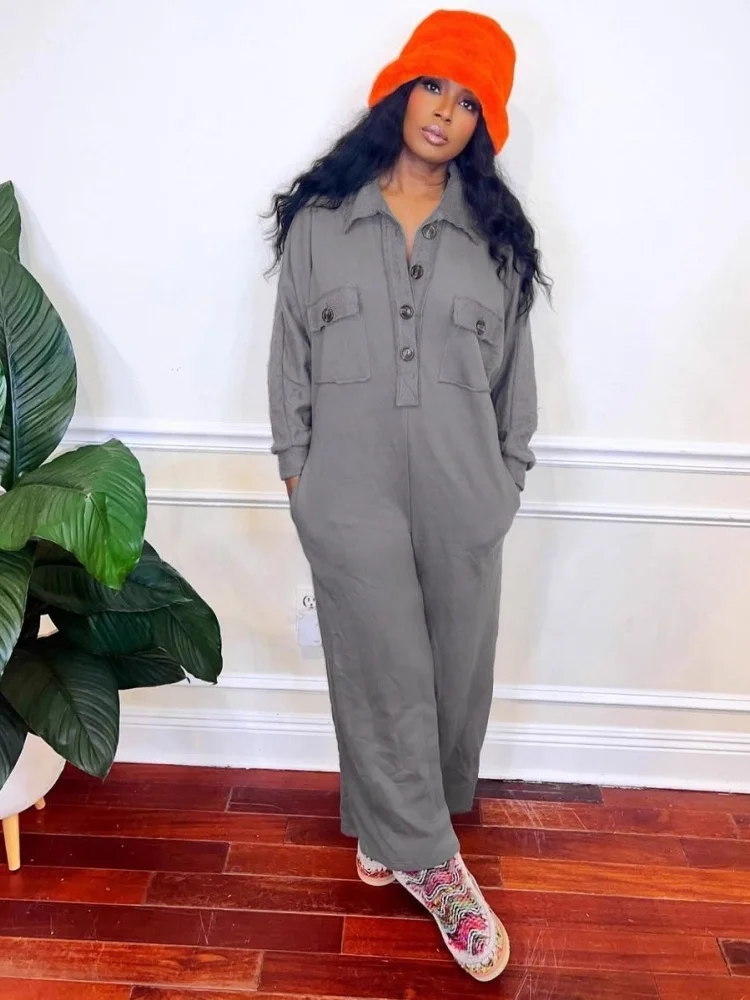 Wmstar Jumpsuits Rompers Women Wholesale Hot Selling European American Casual Commuting Lapel Sweatshirts Wide Leg 2025