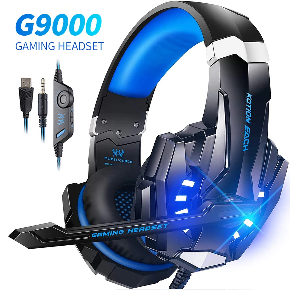 ヘッドホン KOTION EACH G9000 BLUE KOTION EACH G9000 Gaming Headset Deep Bass Stereo Game Esports