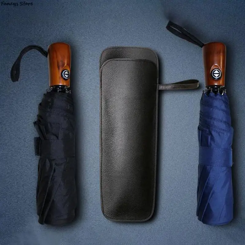 Leather Umbrella Storage Bag Waterproof Business Umbrellas Organizers Pouch Reusable Parasol Rain Cover Holder Carrying Bags