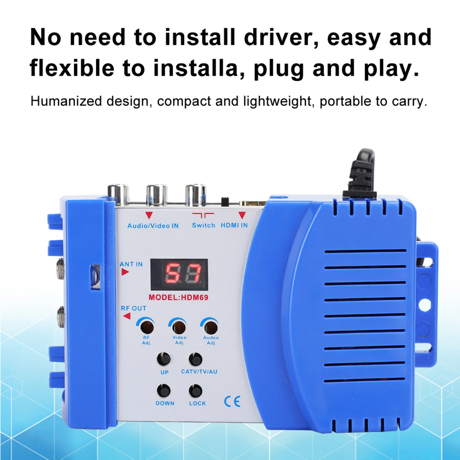 Digital RF Modulator AV to RF Converter VHF UHF PAL Standard Modulator EU Plug 100‑240V rf modulator converter