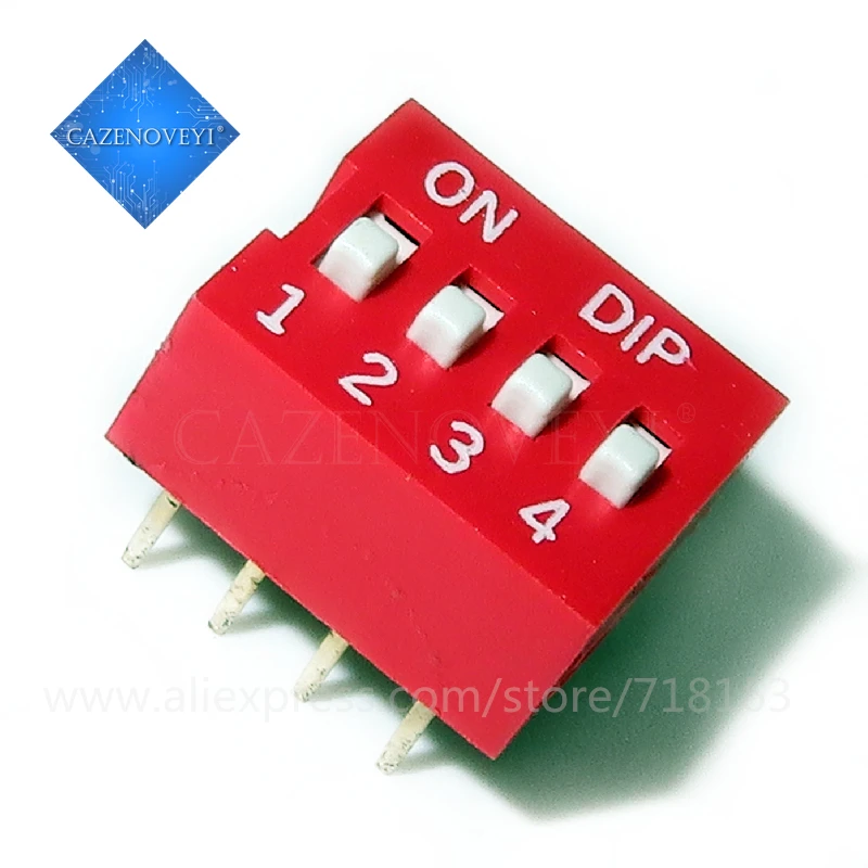 10-Pack Red DIP Toggle Slide Switches - 2.54mm Pitch, Multiple Position Options
