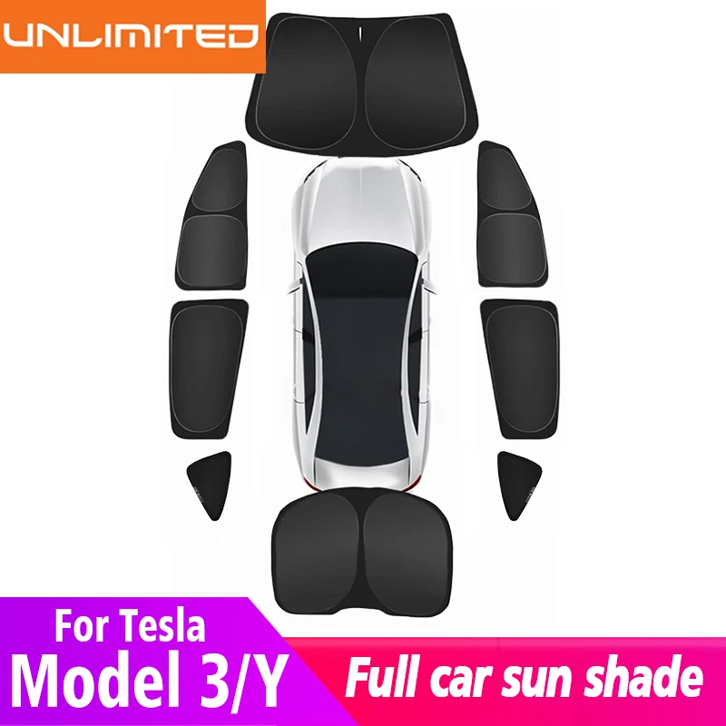 

Car Sunshade Side Window Front Rear Windshield Privacy Trim Sun Shade Decorative Accessories For Tesla 2021-2022 Model 3 Model Y
