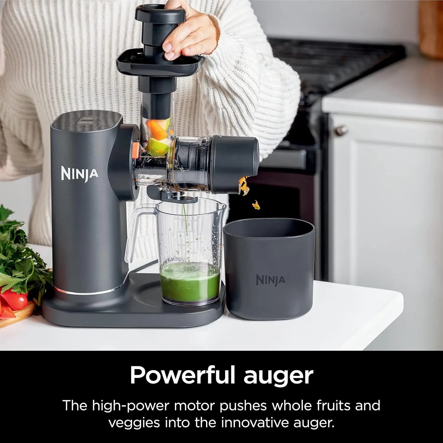 JC151 NeverClog Cold Press Juicer, Powerful Slow Juicer with Total Pulp Control, Countertop, Electric, 2 Pulp Functions, 3