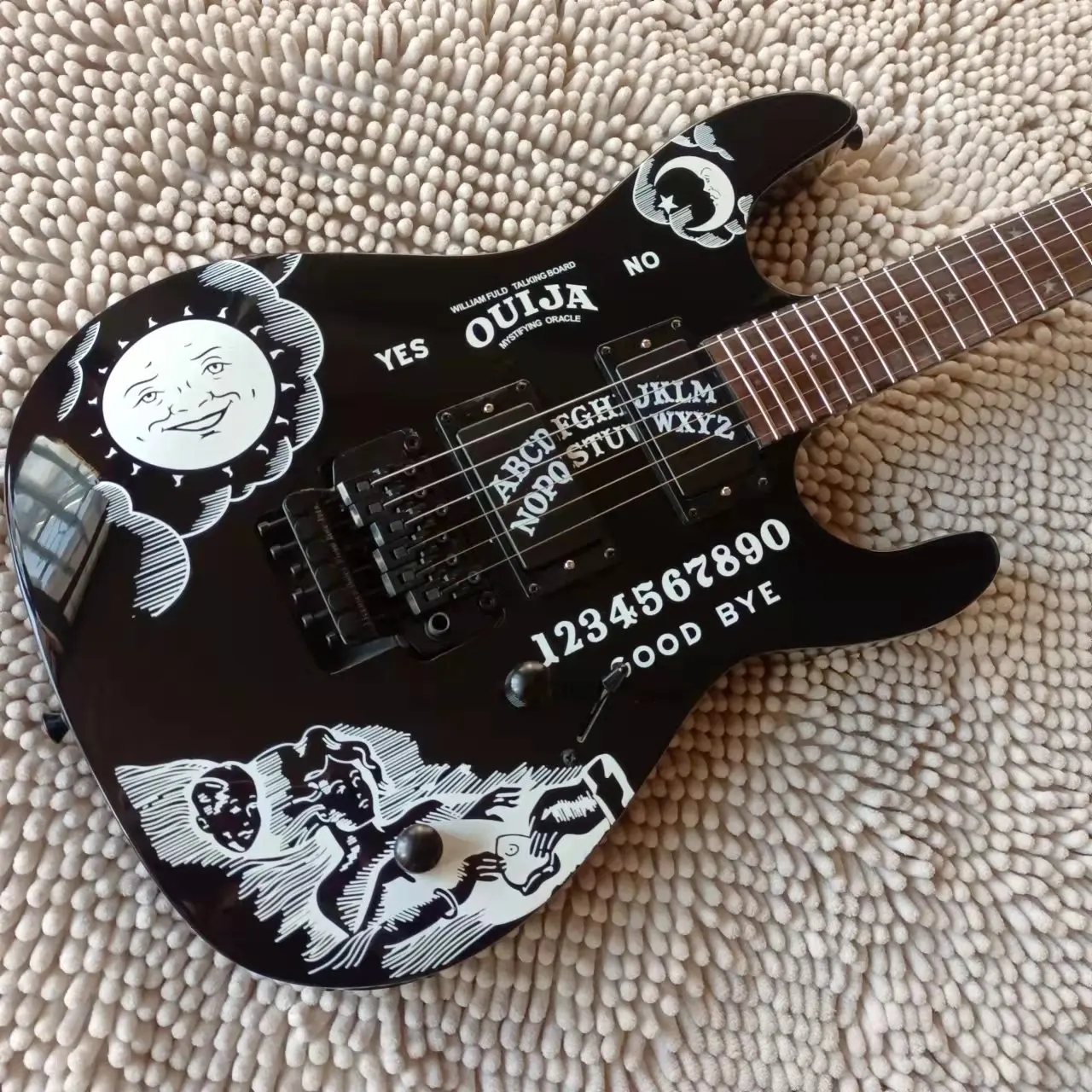2022!KH-2 Ouija Black Kirk Hammett подписная электрическая гитара с обратной головкой Floyd Rose Tremolo