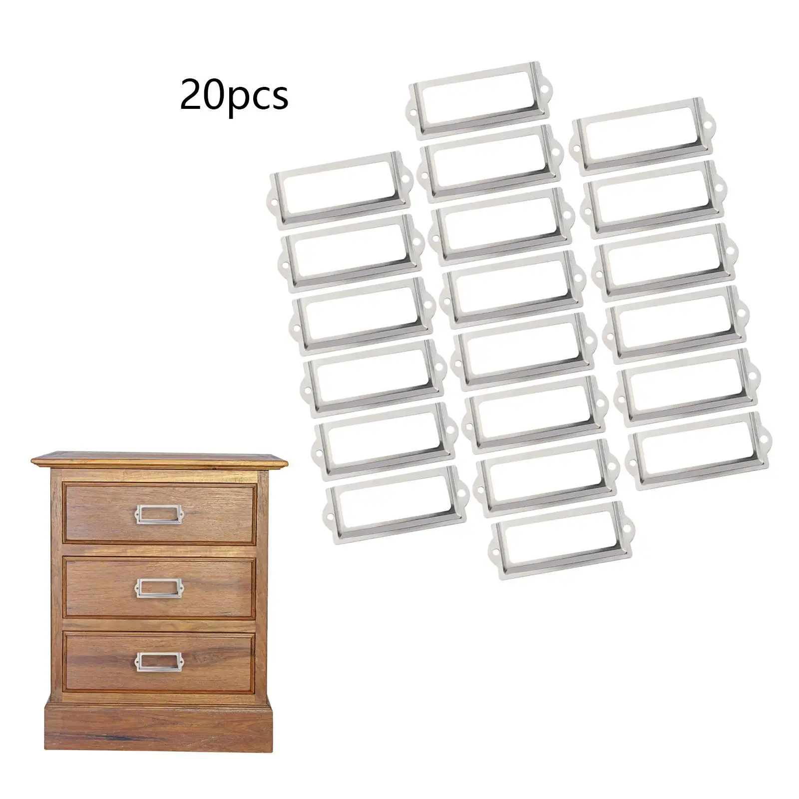20x Office File Label Holder, Metal Frame Handle, Drawer Tag Pull Name Card Tag Hardware Accessories - 5