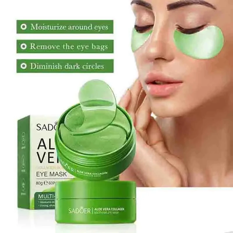 60pcs Aloe Vera Collagen Eye Mask Anti Dark Circles Removal Eyes Bags Moisturizing Firming Eye Patches Eyes Skin Care Products 2