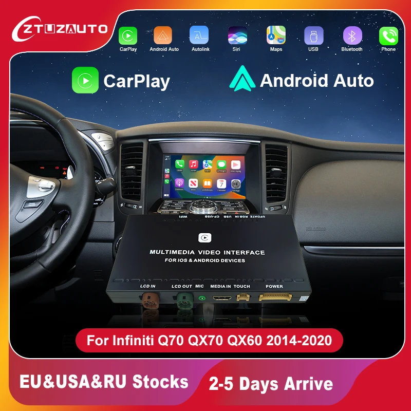 

Wireless Apple CarPlay Android Auto for Infiniti QX60 QX70 Q70 Mirror Aftermarket CarPlay Upgrade Retrofit Multimedia Navigation