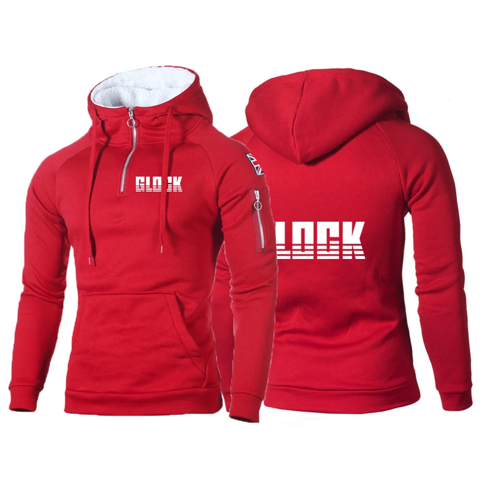 2023 Spring Autumn New Glock Perfection Shooting Print Half Zip Fitness Leisure Comfortable Coat Sports Slim Fit Popular Hoodies