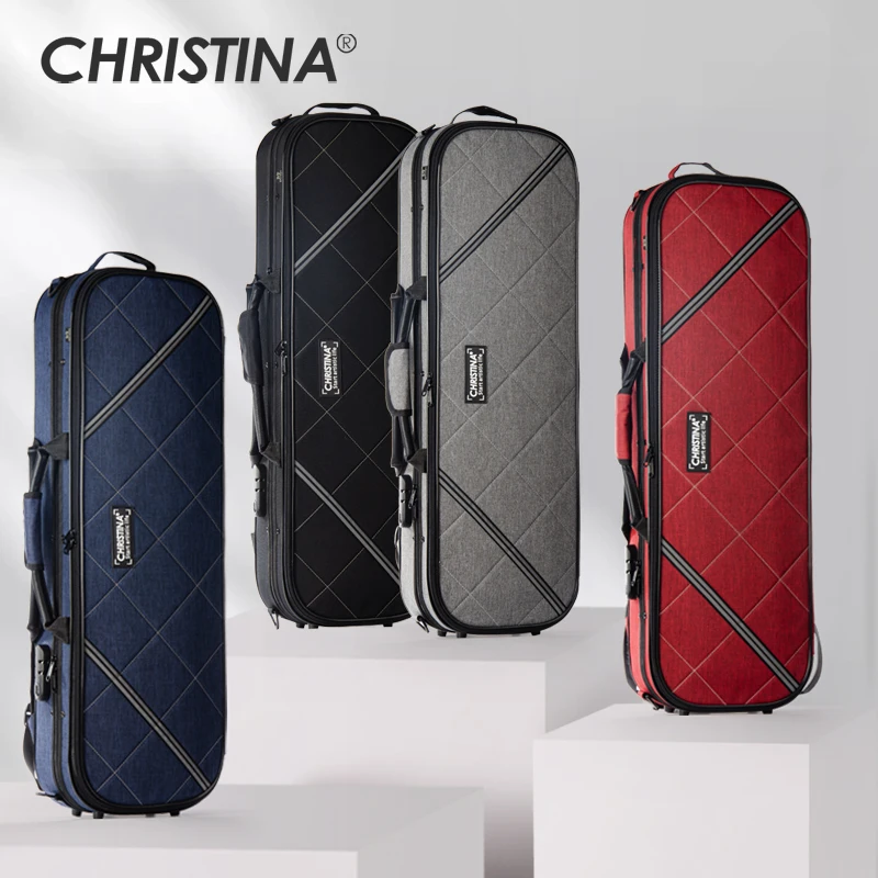 

CHRISTINA Waterproof Canvas Violin Case 4/4 New Rectangle VBN02 Multi-color Ultra-light with Code Lock Double Shoulder Straps