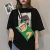 Funny Potato Chips Crossbody Handbag Women Canvas Shoulder Bag Mini Cartoon Printing Girl Envelope Bags Female Clutch Cute Purse