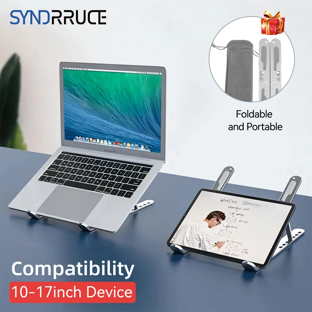 

Foldable Aluminum Laptop Stand 7 Levels Adjustable Notebook Holder Accessories For Desktop 11-17 inch Macbook Air Pro 13 15