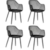 Modern Dining Chairs Set of 4 - Black Arm Chair with 15" High Backrest, Powder-Coated Metal Legs, Anti-slip Foot Pads 1