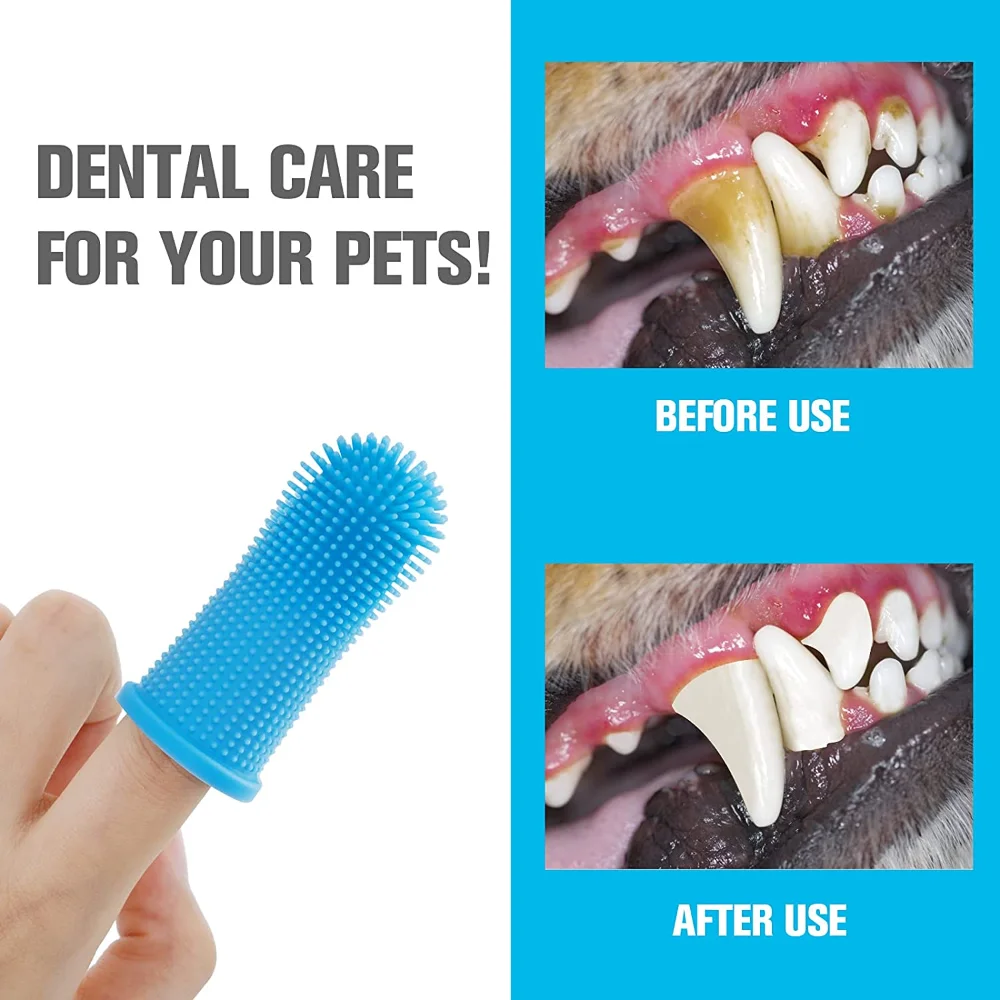 Dog Super Soft Pet Finger Toothbrush Teeth Cleaning Bad Breath Care Nontoxic Silicone Tooth Brush Tool Dog Cat Cleaning Supplies Pet Finger Toothbrush