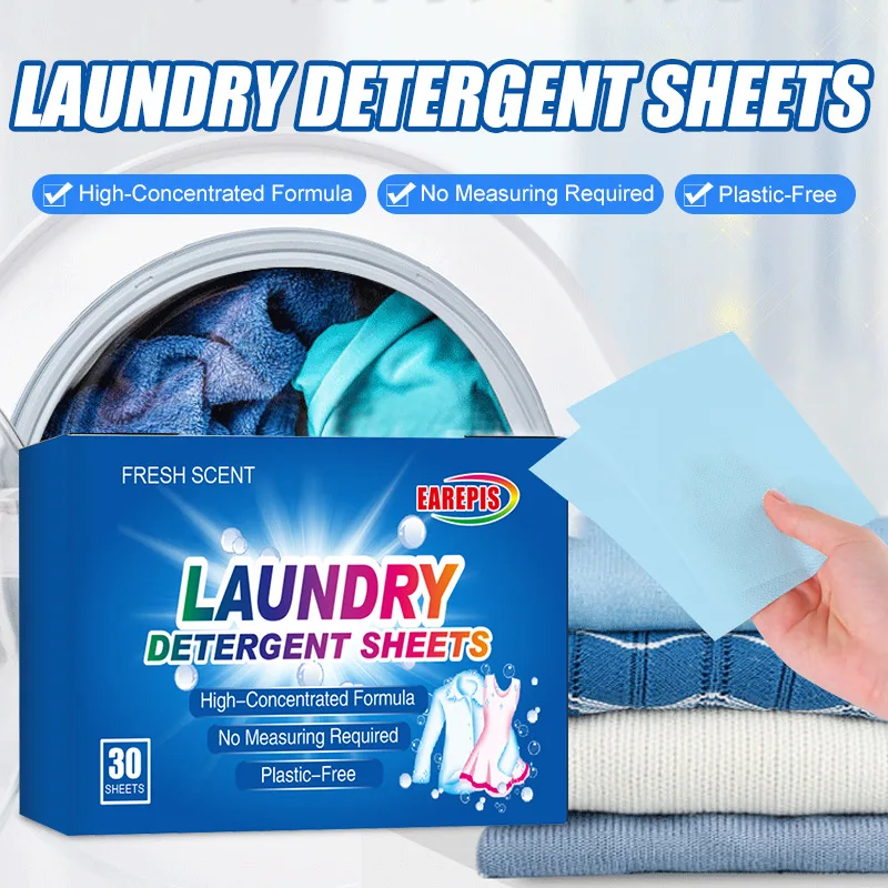 30pc Powerful Laundry Detergent Sheets,Portable & High-Quality for Clothing Stain Removal & Cleaning Essentials Washing Machines