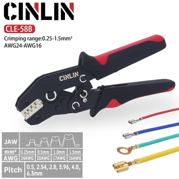 CLB-58B Terminali a canna aperta Strumenti di crimpatura AWG24-16 Pinze per cavi per auto da 0,25-1,5 mm Funziona con JST ZH PH XH VH Dupont Molex 1