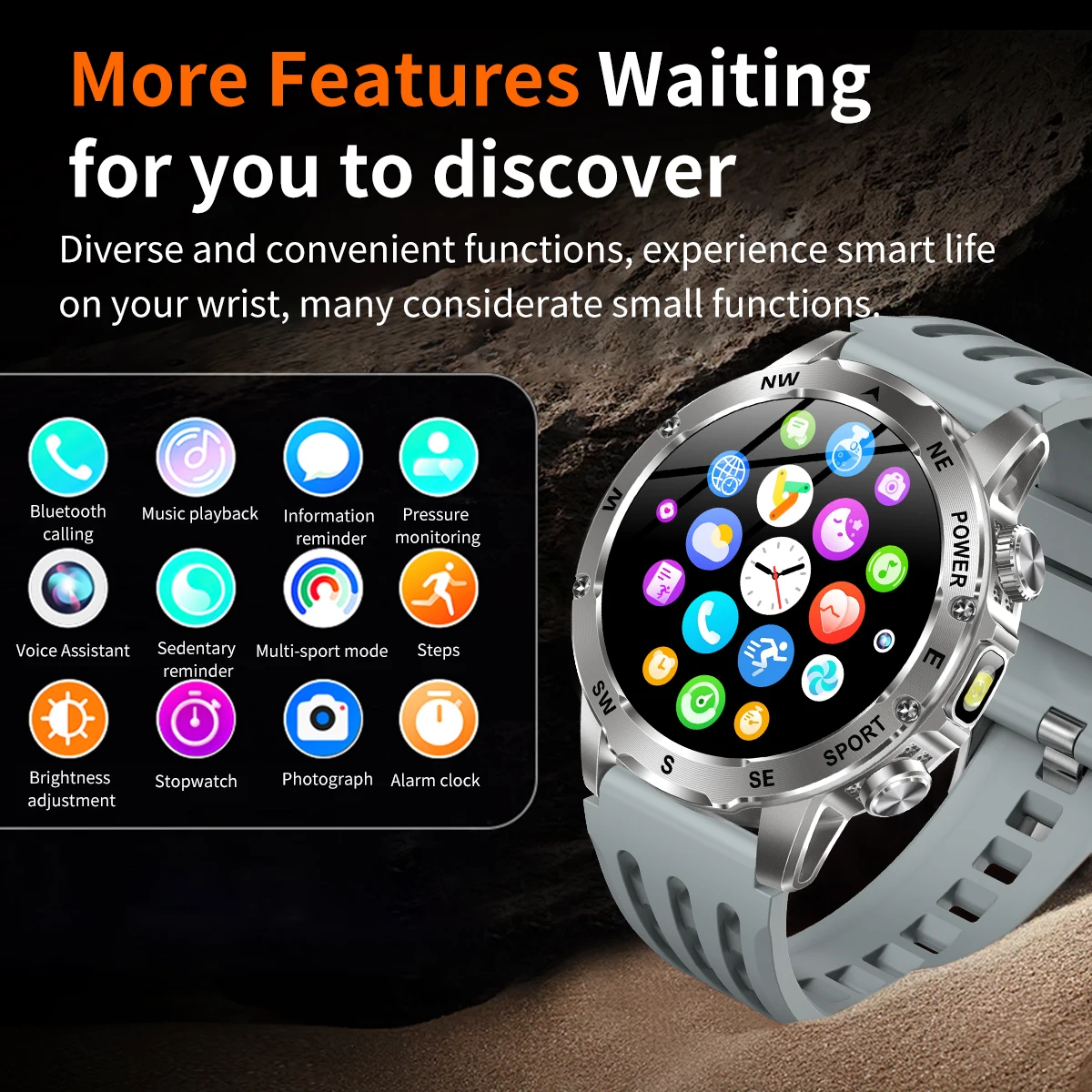 Smartwatch outdoor para hombre con brújula y linterna led_voghion.com