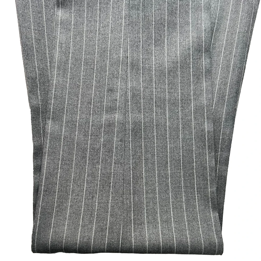 2026 Trendy Luxury Flannel Pants 100% Wool Grey Chalk Stripe Dress Pants Custom Made Suits Pants Tailor Made Business Trousers