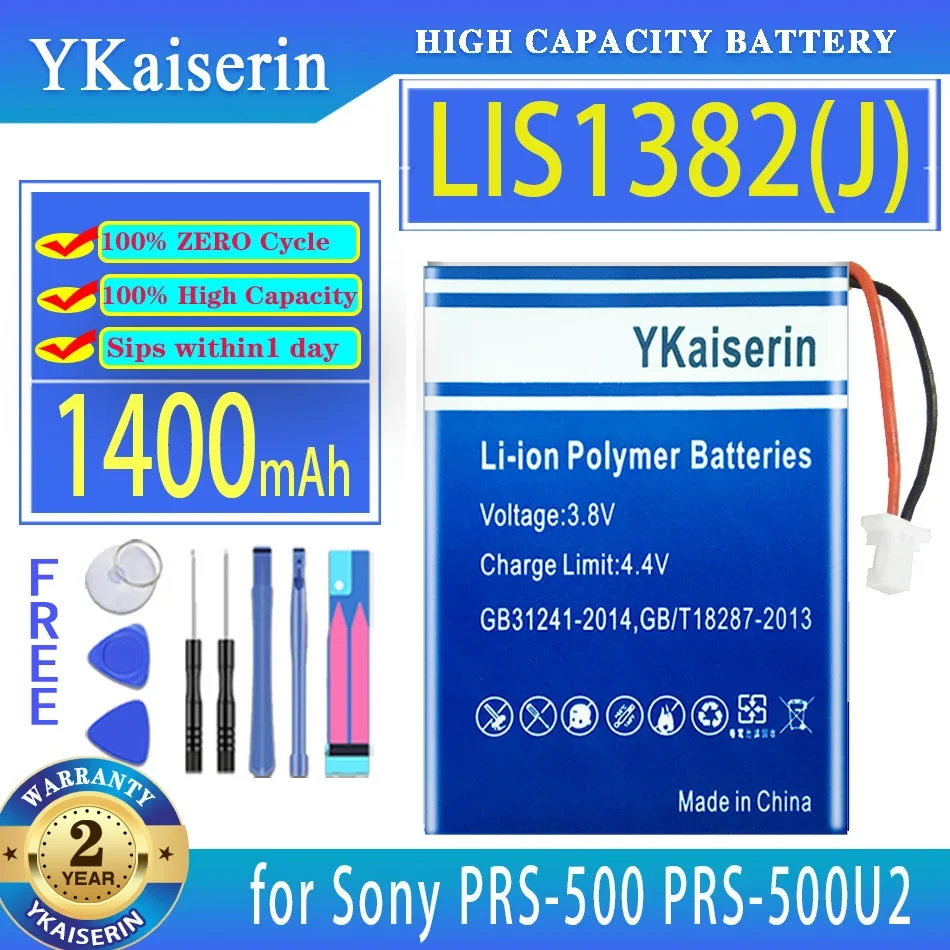 Ykaiserin 1400Mah Batteria Di Ricambio Lis1382 (J) Per Lettore Portatile Sony Prs-500 Prs-505 Prs-700Bc Prsa-Cl1 Prs-500U2