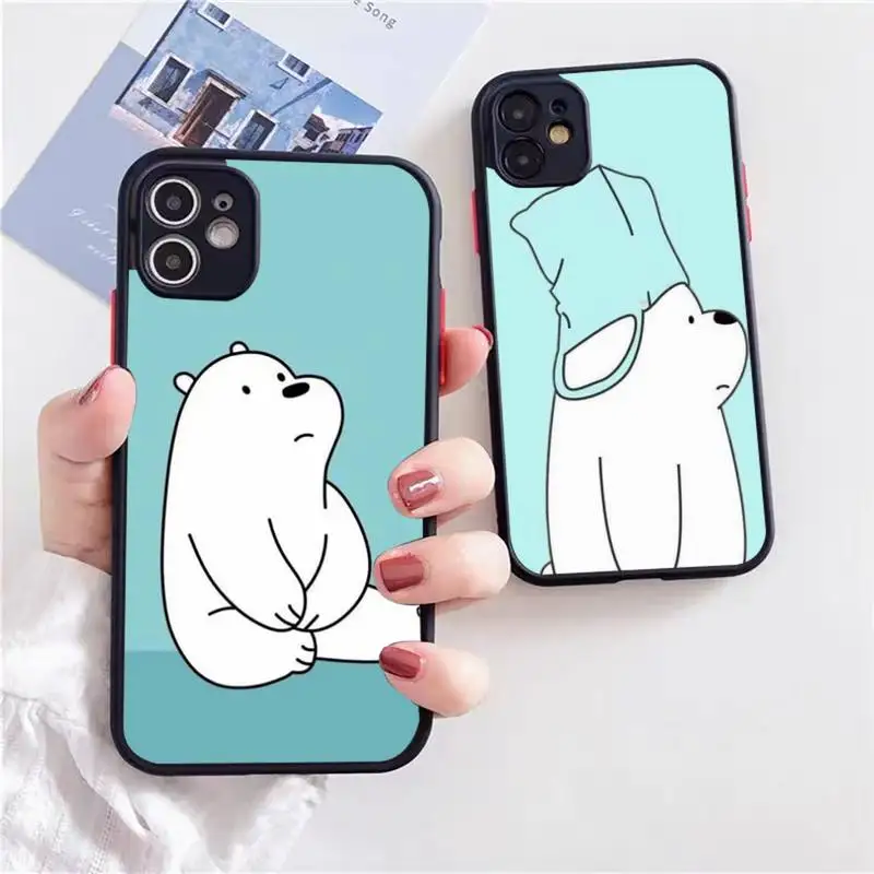Cute Polar bear Phone Case For iphone 13 12 11 xr xs x 7 8 pro max Light black Soft TPU Silicone Clear Cover | Мобильные телефоны и