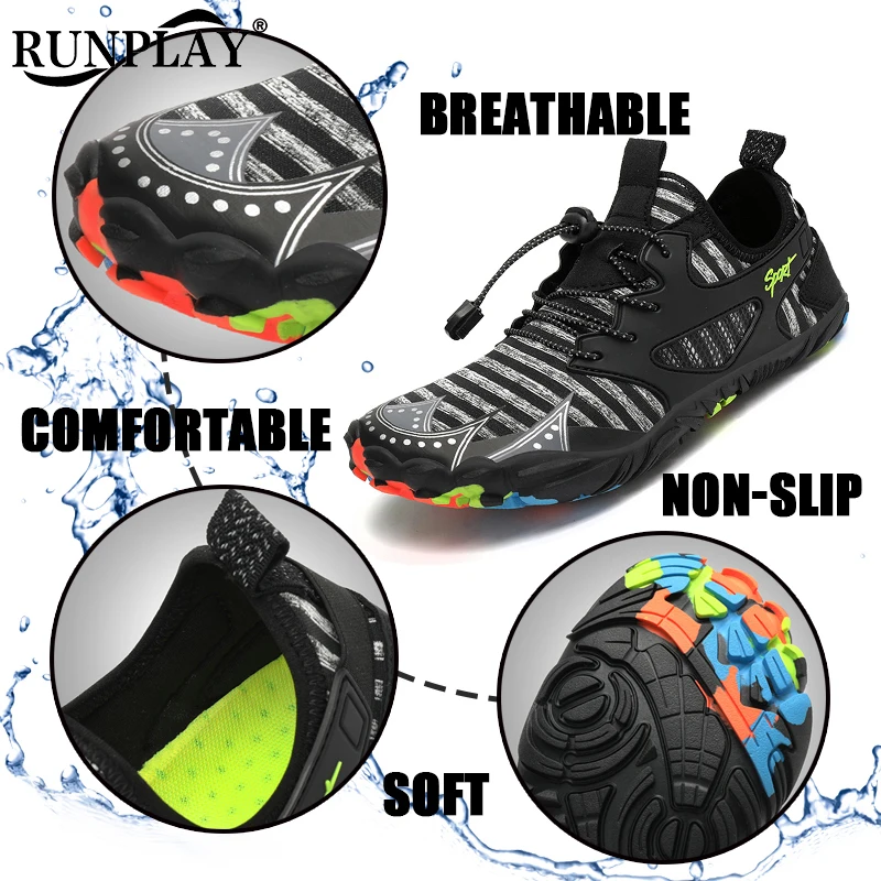 Men Women Aqua Shoes Drainage Water Shoes Beach Wading Swim Sandals Quick Dry Boating Barefoot Diving Fishing Surfing Sneakers