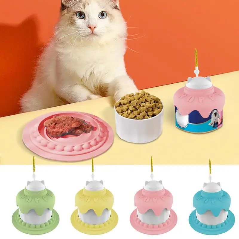 

Миска для воды для собак, многофункциональная миска для кормления щенков, Настольная миска для кормления с забавным дизайном в форме торта для малого и среднего размера