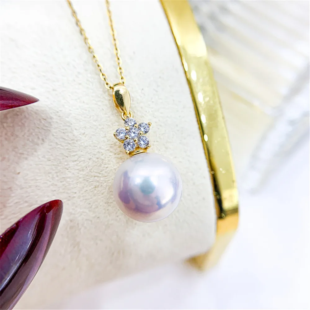 

DIY Pearl Small Accessories S925 Sterling Silver Pendant Empty Holder K Gold Silver Necklace Pendant with 8-13mm Circle