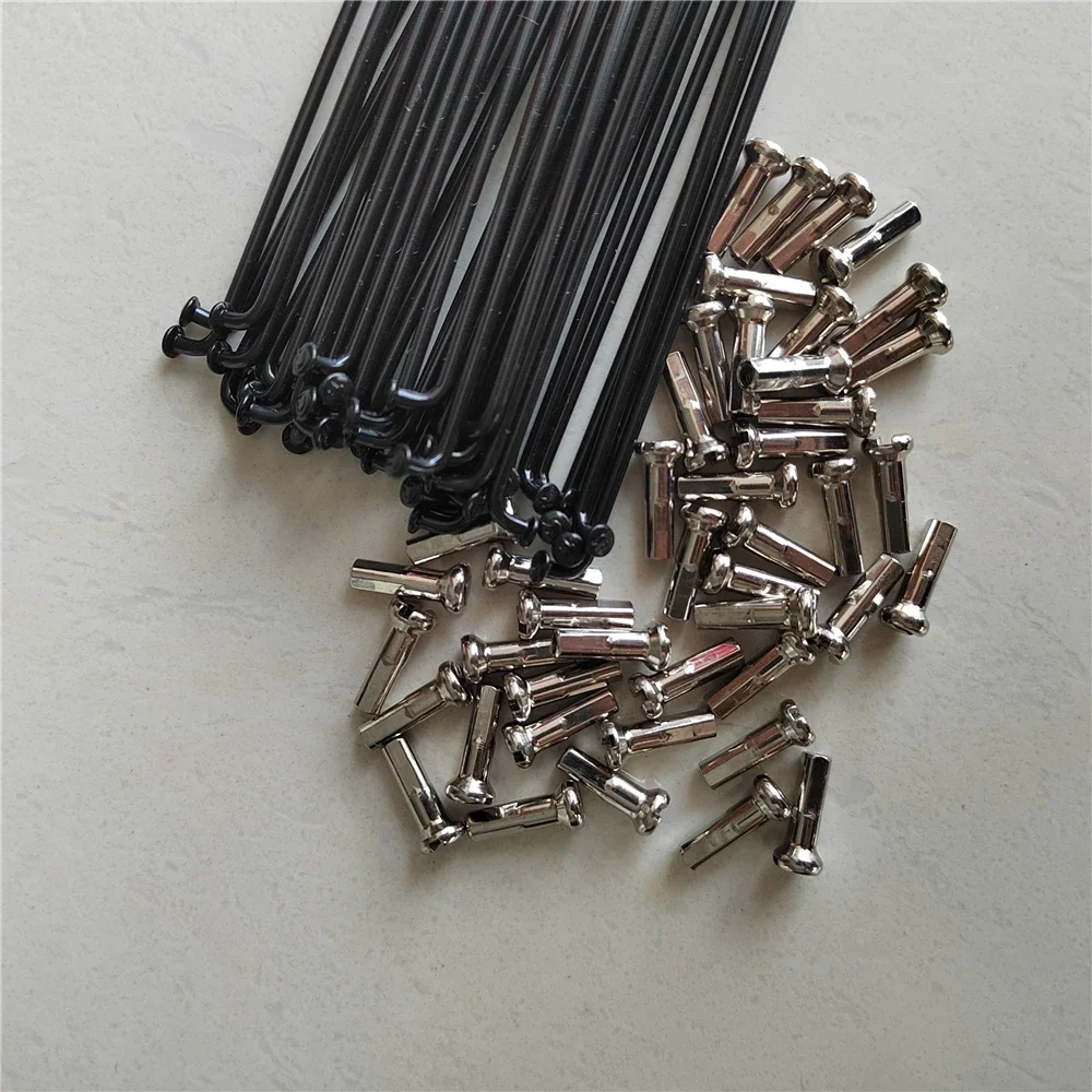 40PCS 201mm-260mm Bicycle Spoke 14G Stainless Steel Black Road Bike Folding Copper Nipple MTB Mountain