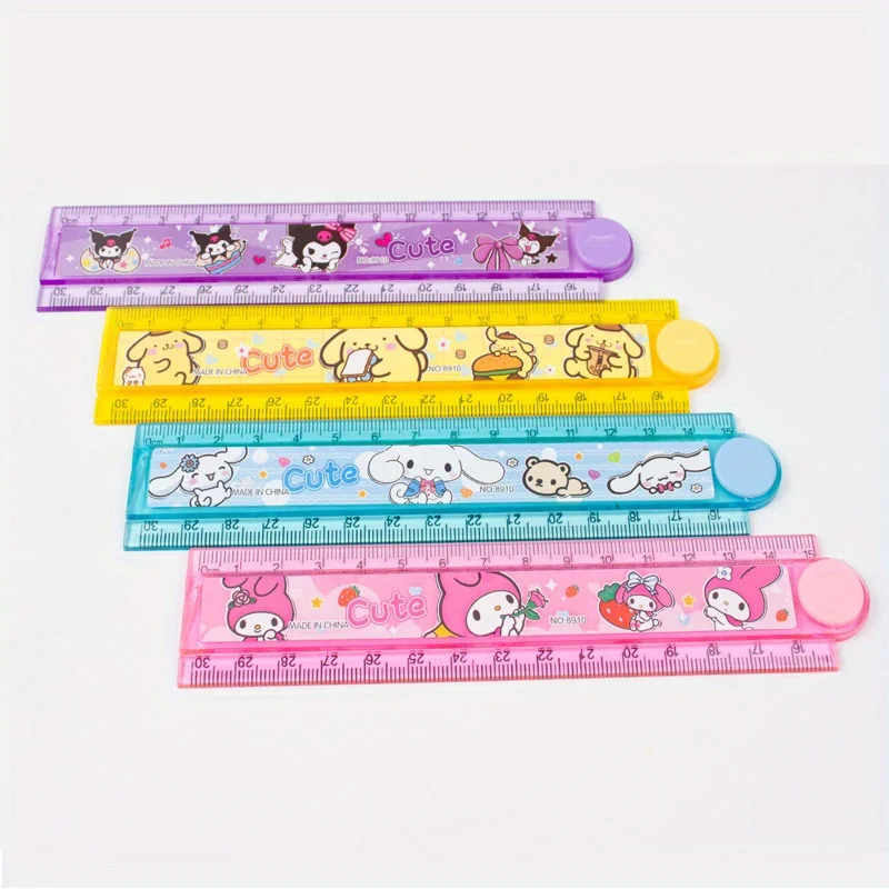 1 Pc Cartoon-Themed Folding Ruler 12-Inch Plastic Straight Edge With Creative Wave Design For Drawing And Geometry ruler set folding ruler