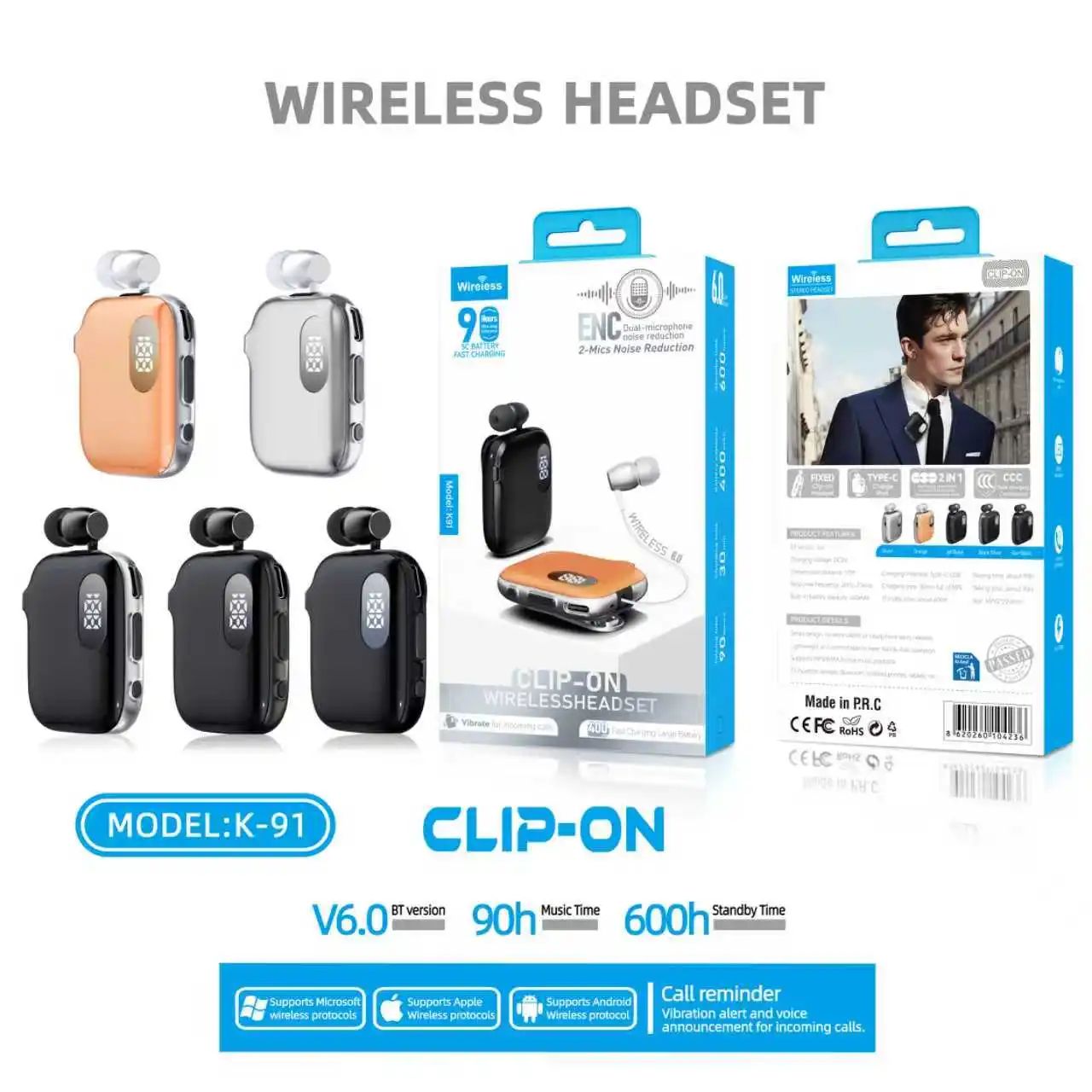Bluetooth Headphones With Noise Canceling And 90h Battery Life_voghion.com