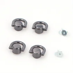 Set of 4 Decorative Metal D Rings with Screw Studs for Leather Crafting and Purse Accessories (Gun Black)