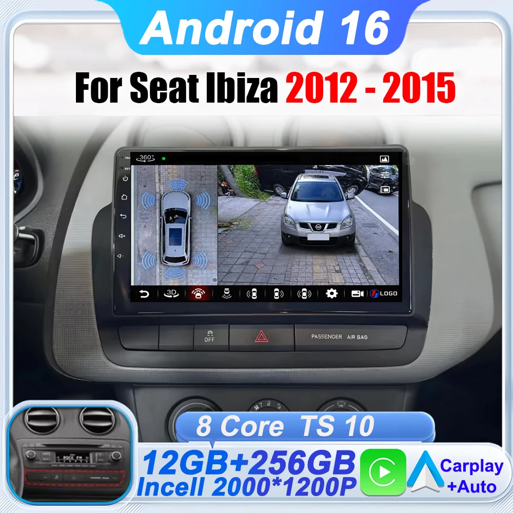 Radio para Auto Seat Ibiza 2012 - 2015 Android 16 Reproductor Multimedia de Video GPS 4G Wifi CarPlay Auto Estéreo Inalámbrico Sin 2Din 1