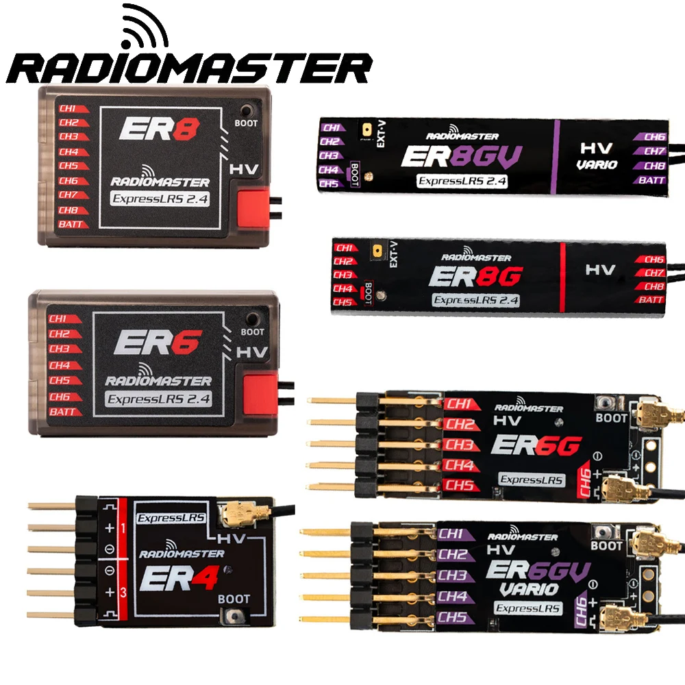 

Radiomaster ER4 4CH/ ER6 ER6G ER6GV 6CH/ ER8 ER8G ER8GV 8CH 2.4GHZ Expresslrs Elrs PWM Receiver For RC Car/Boat/Aircraft Toy